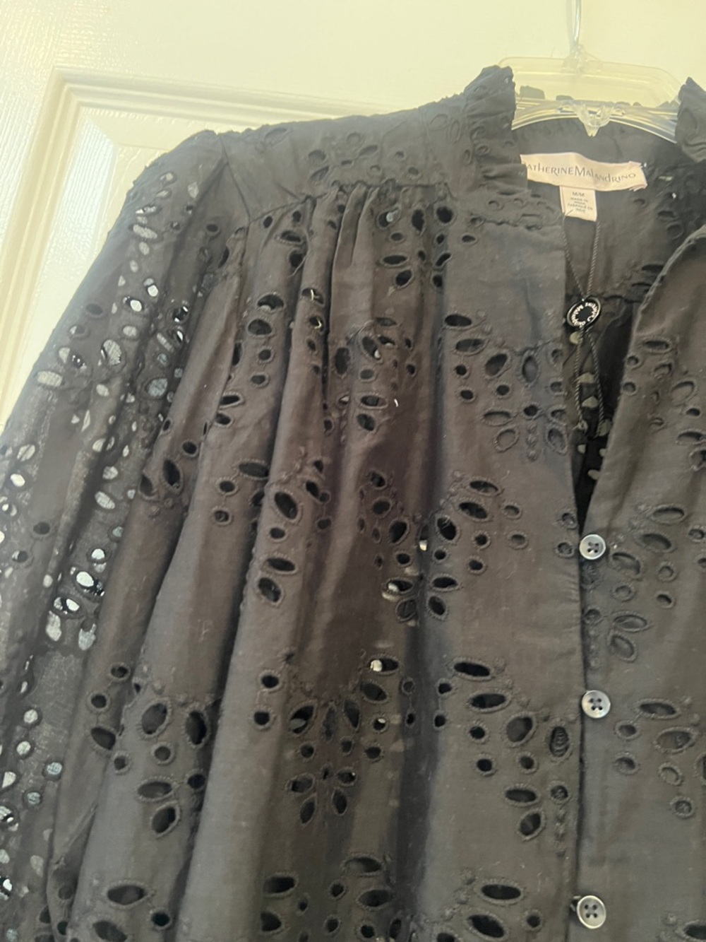 Catherine Malandrino Black Eyelet Button-Up Top - Picture 6 of 6
